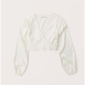 Abercrombie Long-Sleeve Satin Wrap Top